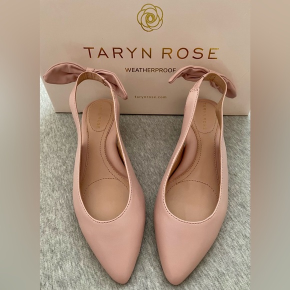 Taryn Rose Shoes - Taryn Rose Women’s Size 5.5 Pink Cameo Slingback Kitten Heel Shoe with Bow NEW